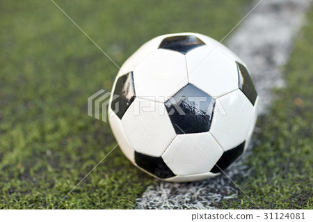 soccer ball on football field marking line soccer ball on football field marking line 31124081