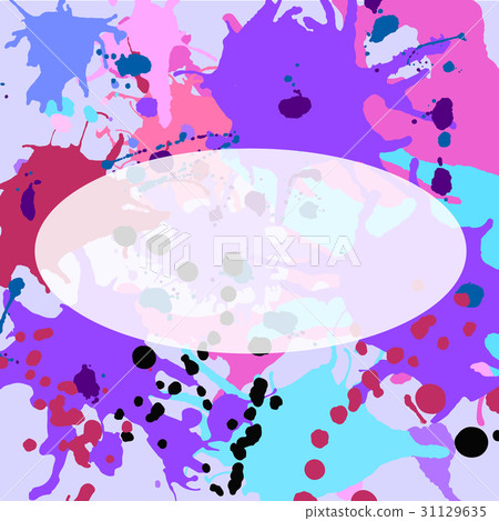 Turquoise purple pink ink splashes ellipse frame 31129635