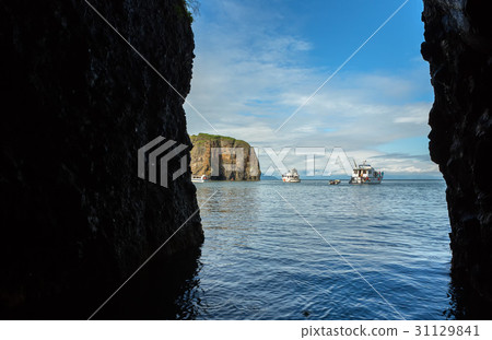 Tourist boats on sea excursion in Avacha Bay. Tourist boats on sea excursion in Avacha Bay. 31129841
