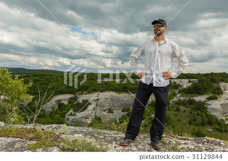 Tourist on the plateau of Cave City in Cherkez Tourist on the plateau of Cave City in Cherkez 31129844