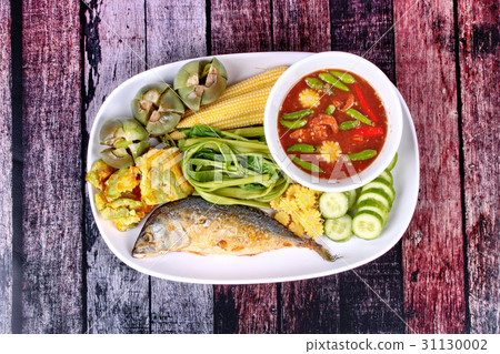 Spicy shrimp paste dip,Nam Prik Kapi . Spicy shrimp paste dip,Nam Prik Kapi . 31130002