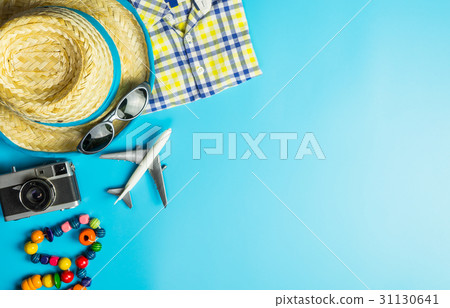 Male Summer fashion and accessories on blue Male Summer fashion and accessories on blue 31130641