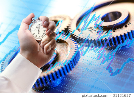 Mechanical ratchets and stopwatch in hand 31131637