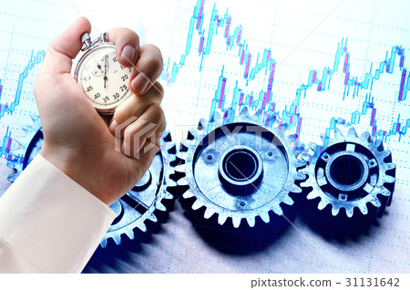 Mechanical ratchets and stopwatch in hand 31131642