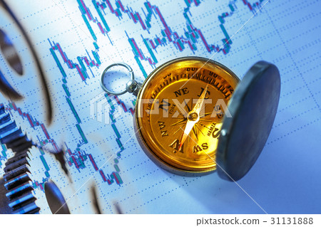 Compass on stock market data chart 31131888