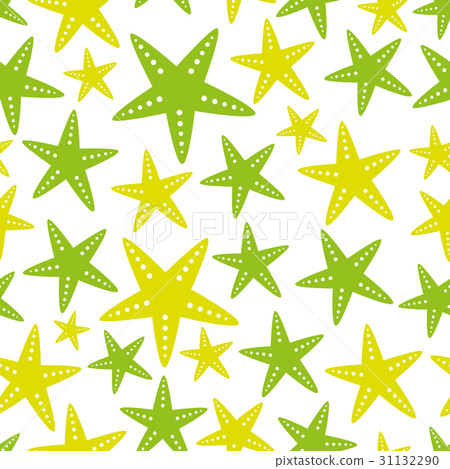 yellow and green starfish fish simple pattern - Stock Illustration ...