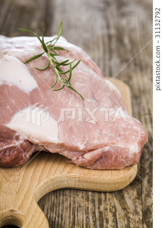 Pork and spices on the table. Cooking. 31132792