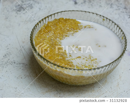 Thai dessert made of boiled millet Thai dessert made of boiled millet 31132928