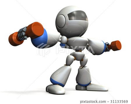 Cute robot in muscle tray Cute robot in muscle tray 31133569