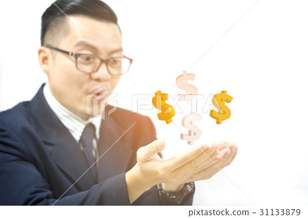 Business men happy to see the golden dollar icon Business men happy to see the golden dollar icon 31133879