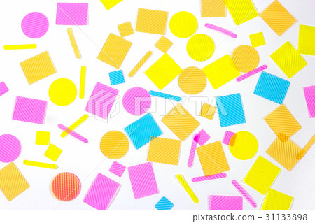 Plastic shapes pieces on white background Plastic shapes pieces on white background 31133898