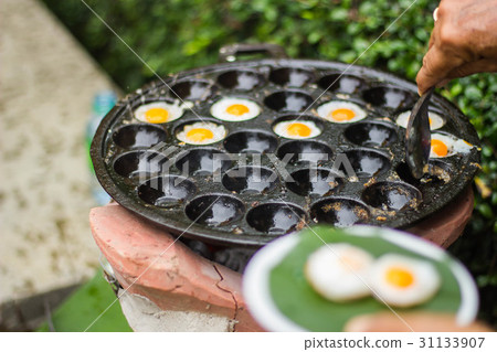 Quail eggs fried selective focus 31133907