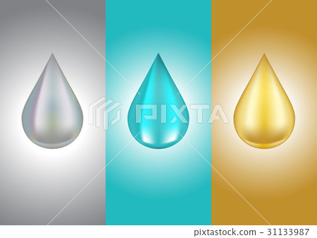 Drops of liquid silver water and gold, vector Drops of liquid silver water and gold, vector 31133987
