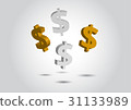 3d us dollar icon gold and silver, vector 31133989