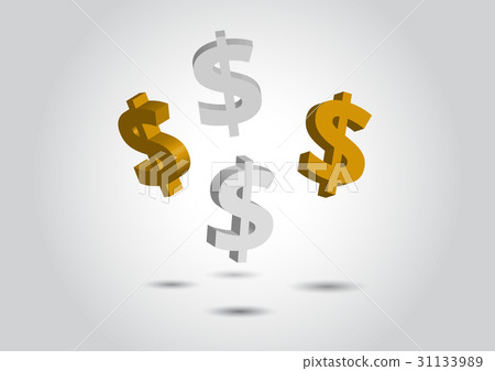 3d us dollar icon gold and silver, vector 3d us dollar icon gold and silver, vector 31133989