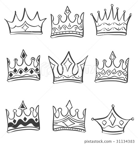 Collection stock crown various doodles 31134383