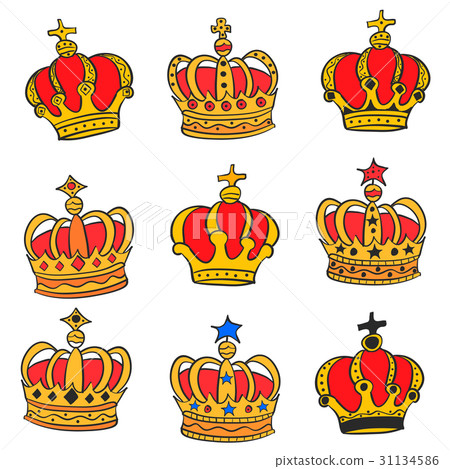 Doodle red crown style various collection Doodle red crown style various collection 31134586