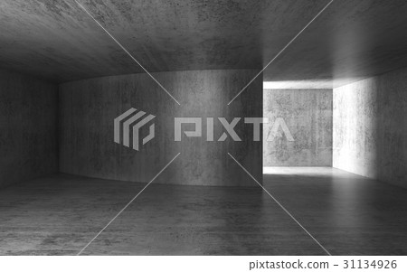 Abstract 3d dark room with glowing doorway - Stock Illustration ...