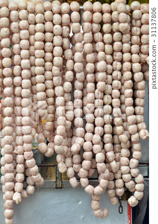 Raw Isaan sausage on market Raw Isaan sausage on market 31137806