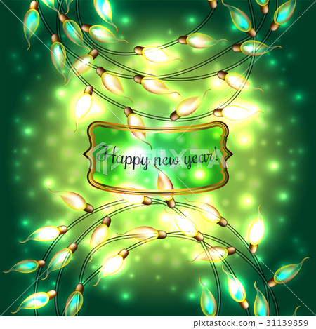 Colorful Green Glowing Christmas Lights 31139859