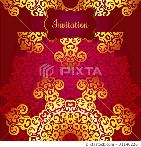Rich gold invitation card in the Indian style 31140220