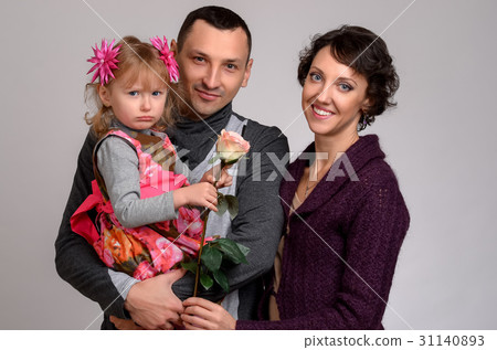 Family portrait on a white background 31140893