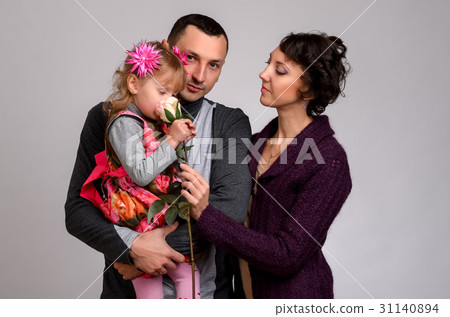 Family portrait on a white background 31140894
