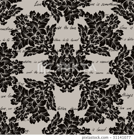 Damask seamless pattern with handwritten text 31141077