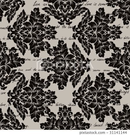 Damask seamless pattern with handwritten text Damask seamless pattern with handwritten text 31141144