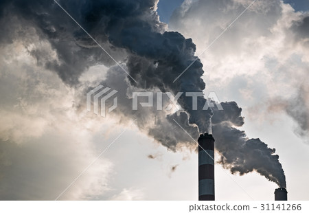 Smoke from the power plant chimneys 31141266