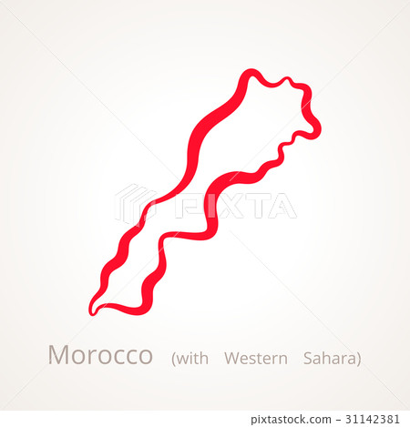 Morocco with Western Sahara - Outline Map Morocco with Western Sahara - Outline Map 31142381
