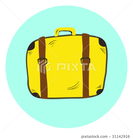 Cute yellow hand drawn suitcase, travel bag Cute yellow hand drawn suitcase, travel bag 31142916