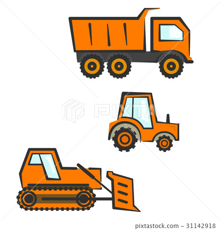 Industrial transport set. Dozer, tractor, dumper Industrial transport set. Dozer, tractor, dumper 31142918