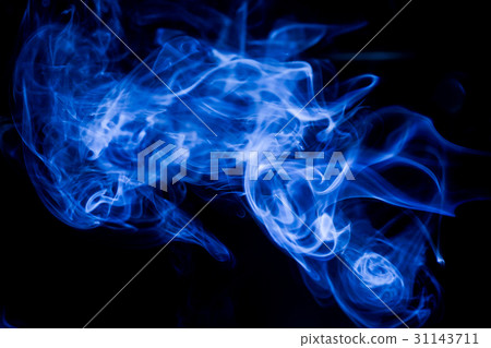 Blue toxic fumes movement on a black background. Blue toxic fumes movement on a black background. 31143711