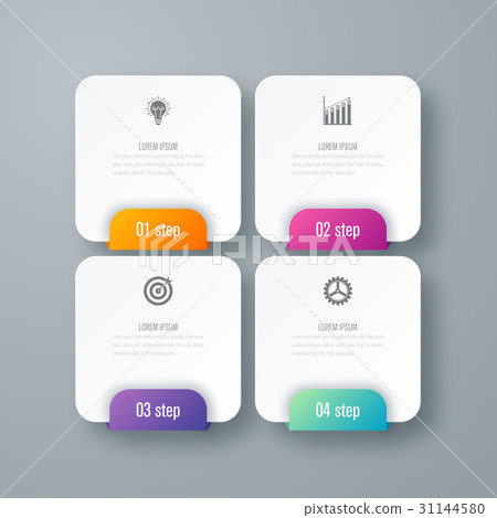 Business infographics template 4 steps with square Business infographics template 4 steps with square 31144580