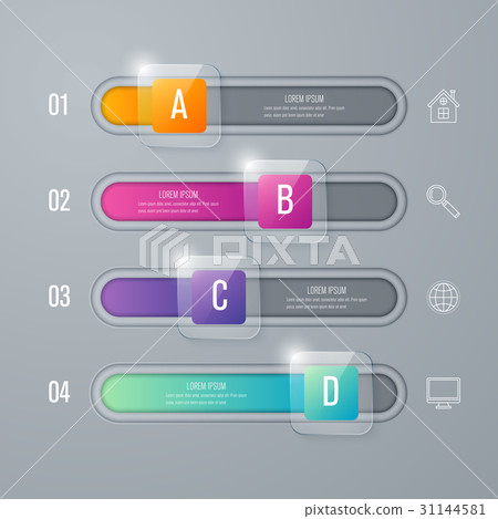 Business infographics template 4 steps with square 31144581