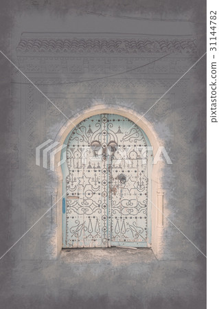 Traditional old painted door in a historical 31144782