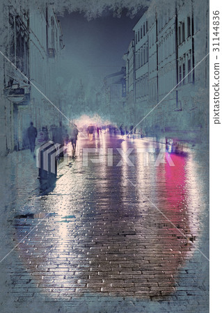 Night street in the Krakow, Poland. Night street in the Krakow, Poland. 31144836