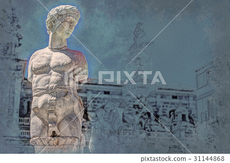 Famous fountain of shame on baroque Piazza 31144868