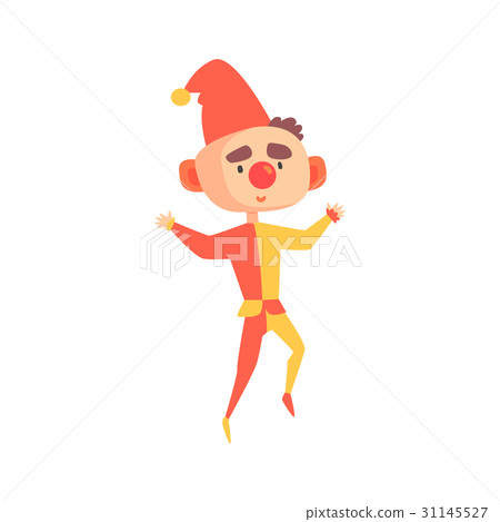 Funny cartoon jester in a medieval costume 31145527
