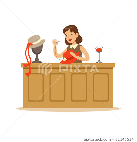 Young woman making hats, craft hobby or profession 31145534