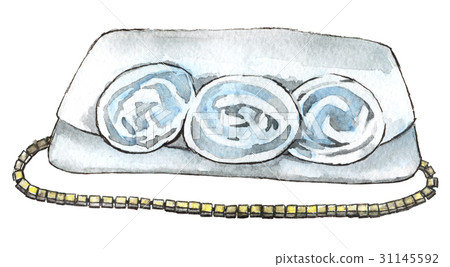 watercolor sketch of white clucth isolated watercolor sketch of white clucth isolated 31145592