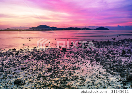 Sea sunset or sunrise in twilight with cloud sky 31145611