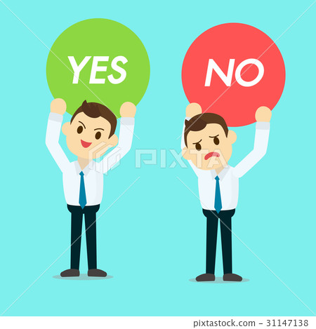 Businessman holding Yes or no  sign 31147138