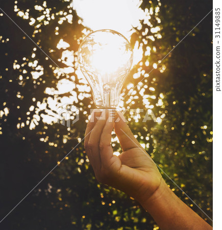 Hand person holding light bulb concept idea Hand person holding light bulb concept idea 31149885