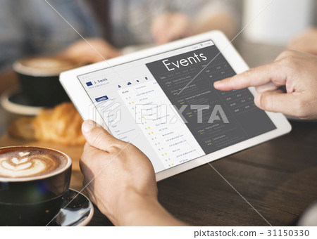 Graphic of personal organizer appointment schedule on digital tablet 31150330