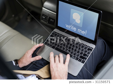 Hands Laptop Chat Conversation Bubble Graphic Hands Laptop Chat Conversation Bubble Graphic 31150571