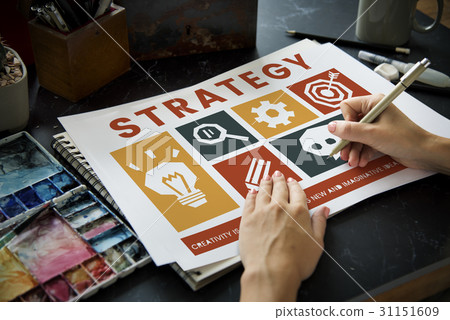 Hands with different creative icons banner 31151609