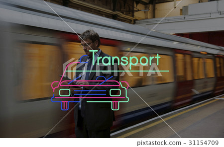 City Life Rush Hour with Car Icon and Word City Life Rush Hour with Car Icon and Word 31154709