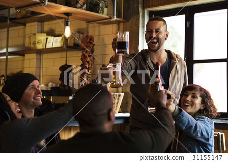 Hands Hold Beverage Beers Bottle Cheers Hands Hold Beverage Beers Bottle Cheers 31155147